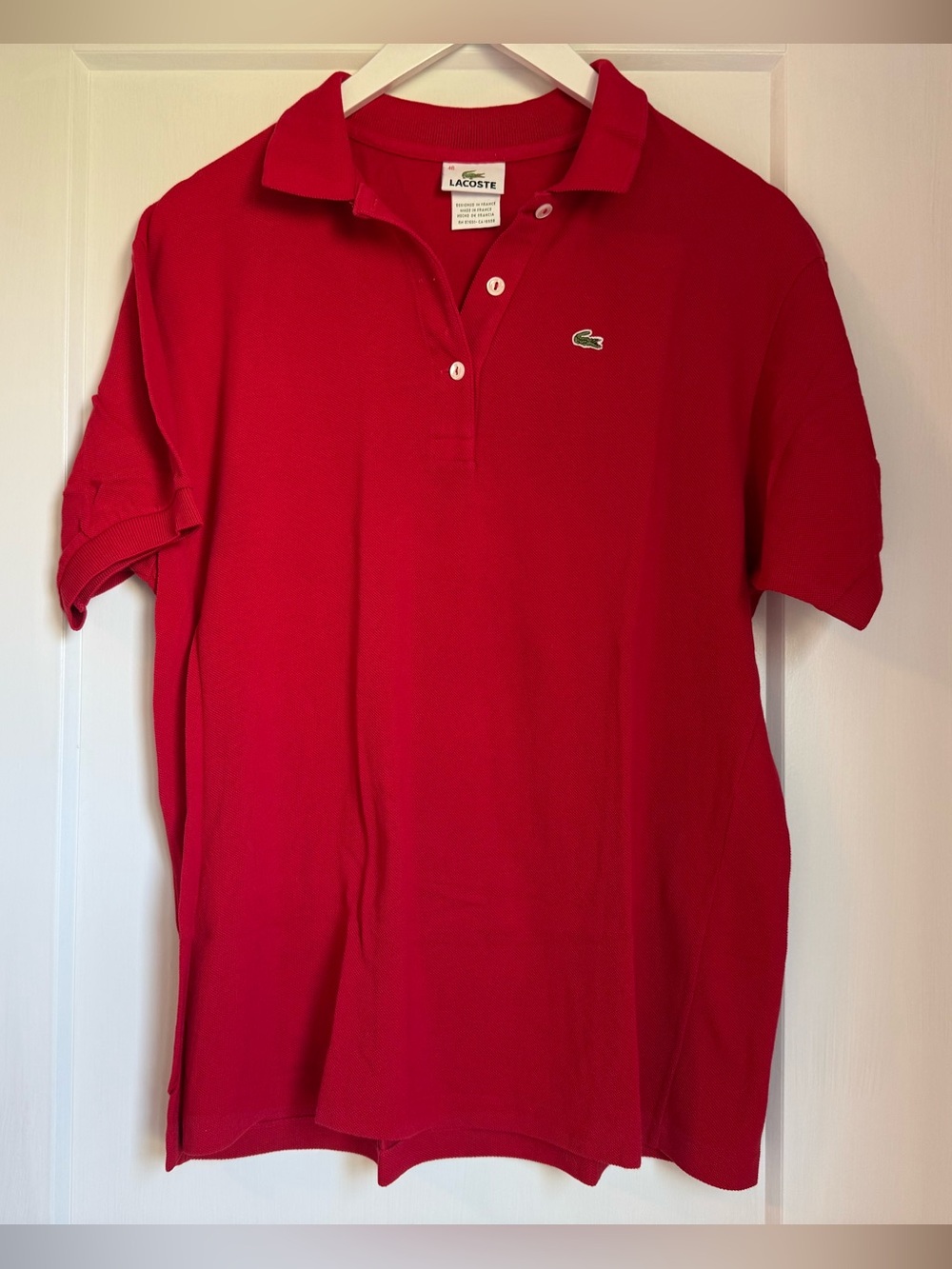 Lacoste Ladies Red Pique Polo with Crocodile Logo